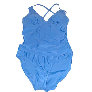 Blue Tummy Control One Piece Swimsuit L beachwear